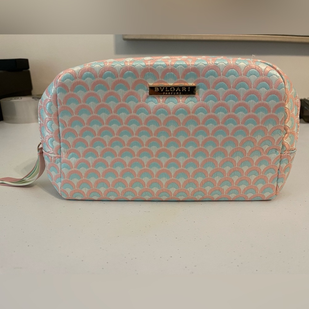 Bvlgari Pink/Blue Makeup Bag 10”x5.5”
